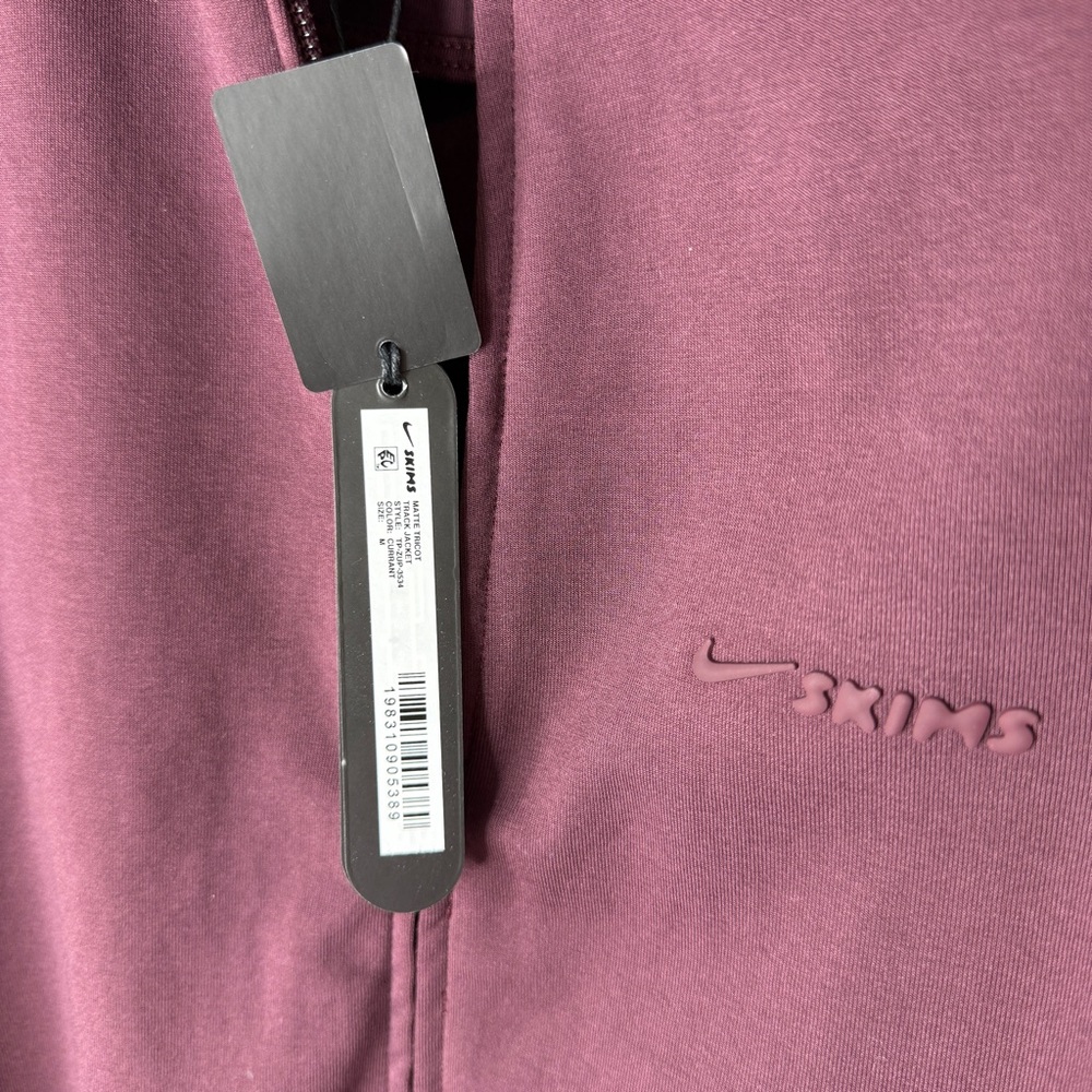 NWT NIKE X SKIMS CURRANT MATTE TRICOT TRACK CROPPED JACKET WOMEN MEDIUM - Picture 6 of 9